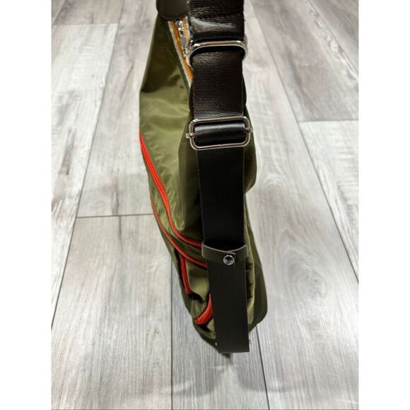 Sondra Roberts Squared Green and Orange Zipper Purse Shoulder Bag - Picture 5 of 11